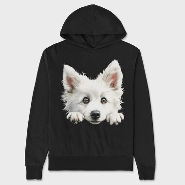 Japanese Spitz Peeking Face, Hanorac Oversize Barbati (Unisex)