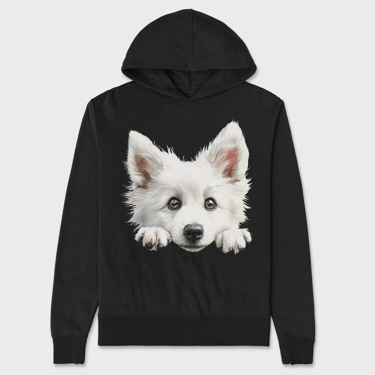 Japanese Spitz Peeking Face, Hanorac Oversize Barbati (Unisex)