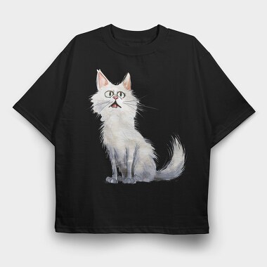 Furry Persian Sitting, Tricou Oversize Barbati (Unisex)