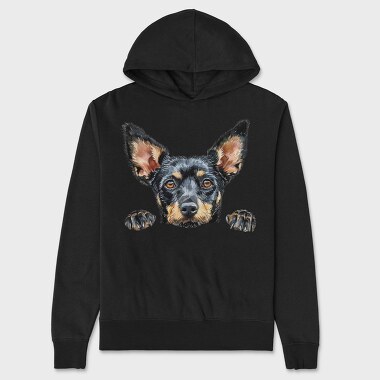 Lancashire Heeler Peeking Face, Hanorac Oversize Barbati (Unisex)