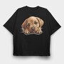 Labrador Bulldog Peeking, Tricou Oversize Barbati (Unisex)