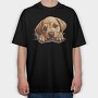 Labrador Bulldog Peeking, Tricou Oversize Barbati (Unisex)
