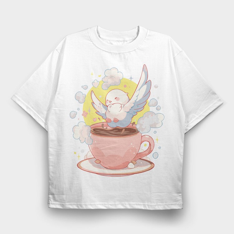 Dove and Coffee, Tricou Oversize Barbati (Unisex)