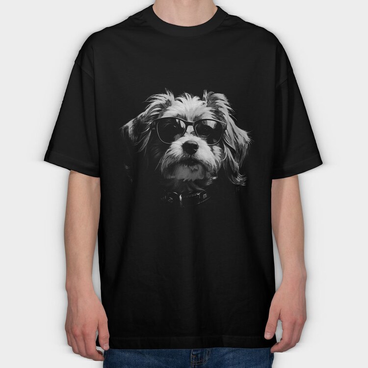 Dogs Unglasses Monochrome, Tricou Oversize Barbati (Unisex)
