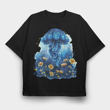 Jellyfish Floral Mist, Tricou Oversize Barbati (Unisex)