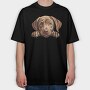 Labrador Retriever Peeking, Tricou Oversize Barbati (Unisex)