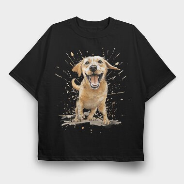 Labrador Retriever Smile, Tricou Oversize Barbati (Unisex)
