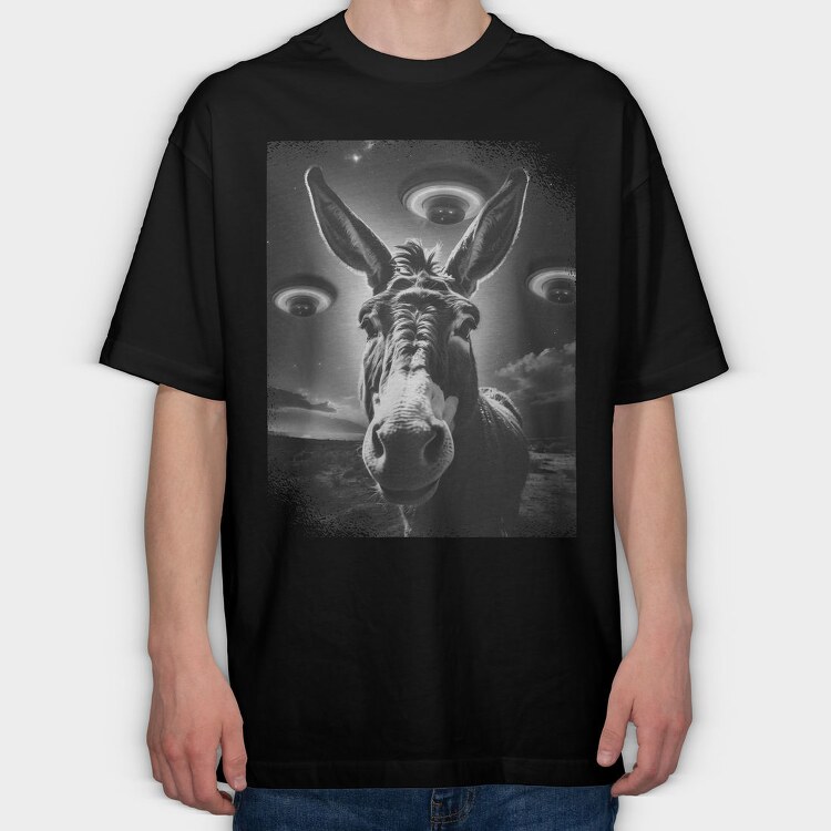 Donkey Ufo Monochrome, Tricou Oversize Barbati (Unisex)