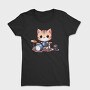 Kawaii Drummer Cat Sublimation, Tricou Femei