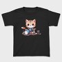 Kawaii Drummer Cat Sublimation, Tricou Copii