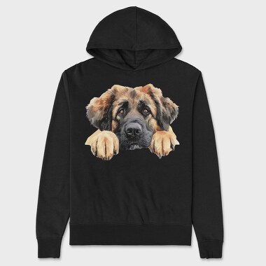 Leonberger Peeking Face, Hanorac Oversize Barbati (Unisex)