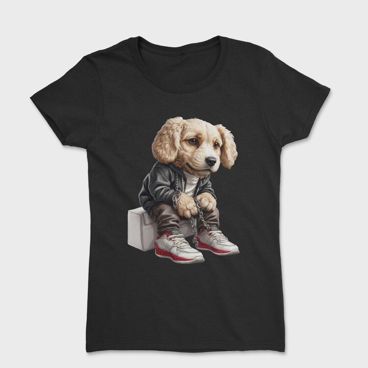Dog Sitting Clotesh Chains, Tricou Femei