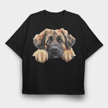 Leonberger Peeking Face, Tricou Oversize Barbati (Unisex)