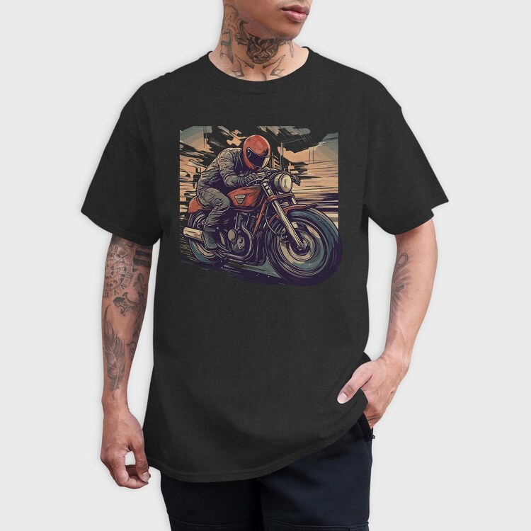 Motorcycle With Comic Rider, Tricou Barbati (Unisex)