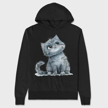 Kitten Pensive Eyes, Hanorac Oversize Barbati (Unisex)