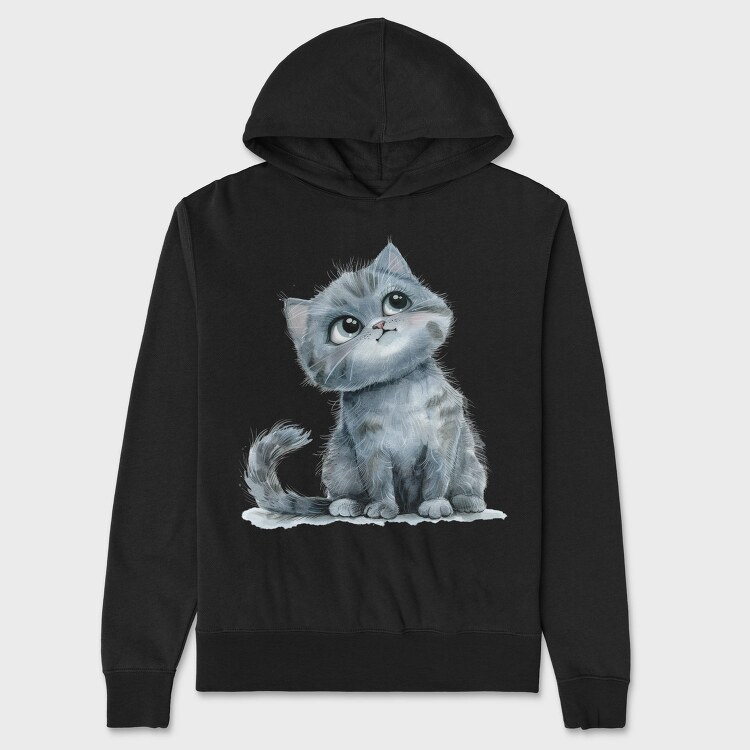 Kitten Pensive Eyes, Hanorac Oversize Barbati (Unisex)