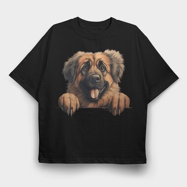 Leonberger Peeking, Tricou Oversize Barbati (Unisex)
