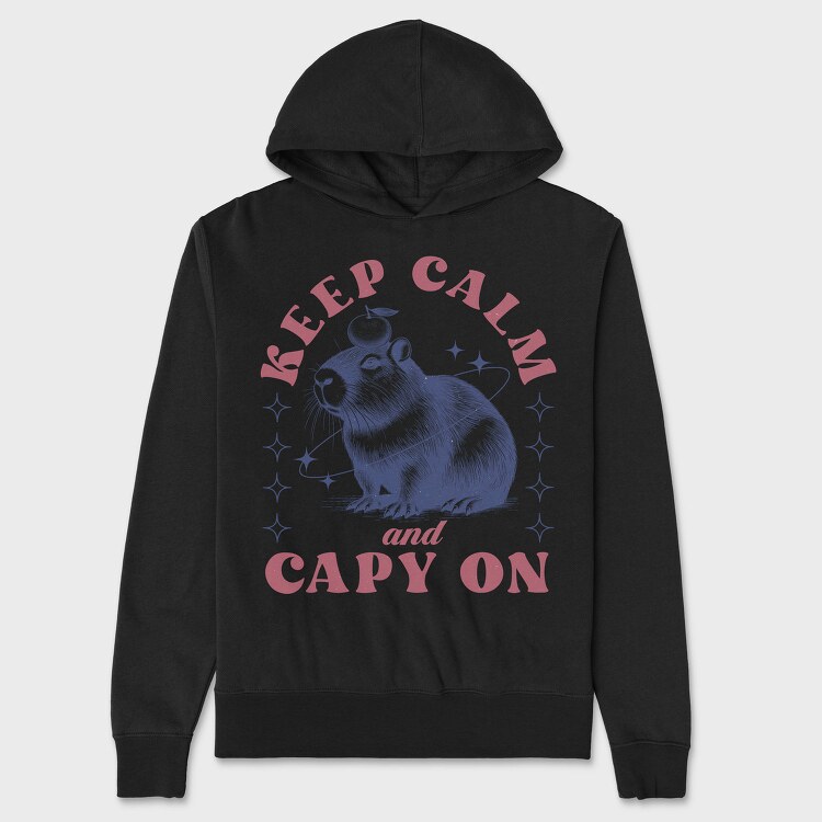 Keep Calm Capybara, Hanorac Oversize Barbati (Unisex)