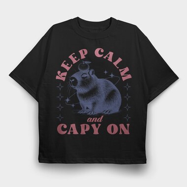 Keep Calm Capybara, Tricou Oversize Barbati (Unisex)