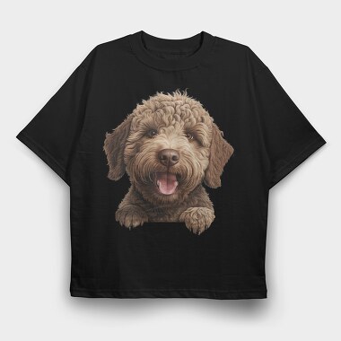 Lagotto Romagnolo Peeking, Tricou Oversize Barbati (Unisex)