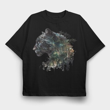 Leopard Forest Silhouette, Tricou Oversize Barbati (Unisex)