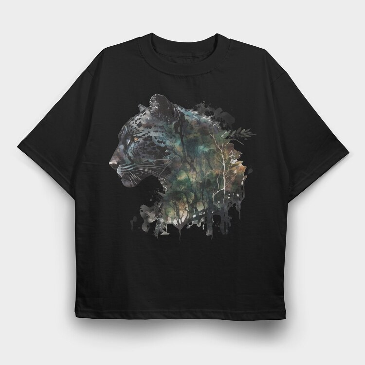 Leopard Forest Silhouette, Tricou Oversize Barbati (Unisex)