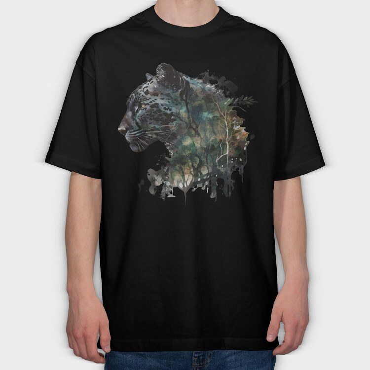 Leopard Forest Silhouette, Tricou Oversize Barbati (Unisex)
