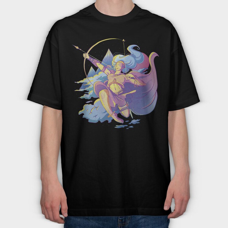 Artemis Greek Mythology Goddess Retrowave, Tricou Oversize Barbati (Unisex)