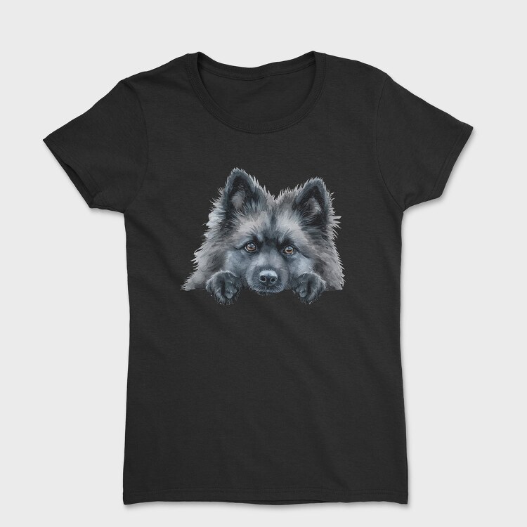 Keeshond Peeking Face, Tricou Femei