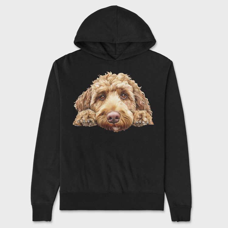 Labradoodle Face Peeking, Hanorac Oversize Barbati (Unisex)