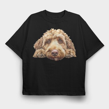 Labradoodle Face Peeking, Tricou Oversize Barbati (Unisex)
