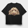 Labradoodle Face Peeking, Tricou Oversize Barbati (Unisex)