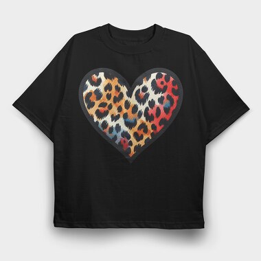 Leopard Heart Sublimation, Tricou Oversize Barbati (Unisex)