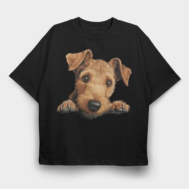 Lakeland Terrier Peeking, Tricou Oversize Barbati (Unisex)