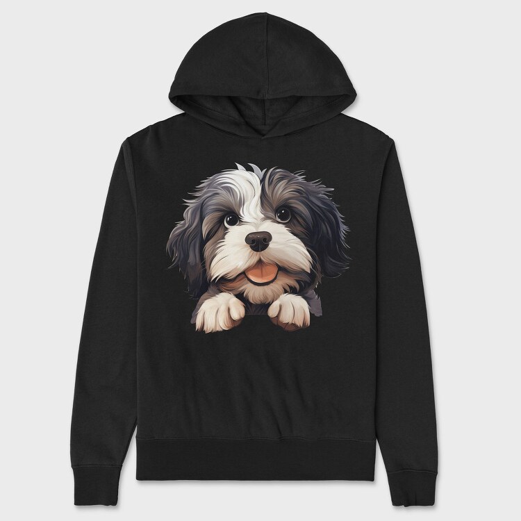 Lowchen Peeking, Hanorac Oversize Barbati (Unisex)