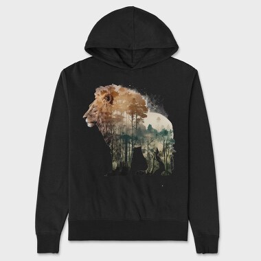 Lion Forest Silhouette, Hanorac Oversize Barbati (Unisex)