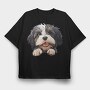 Lowchen Peeking, Tricou Oversize Barbati (Unisex)