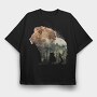 Lion Forest Silhouette, Tricou Oversize Barbati (Unisex)