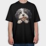 Lowchen Peeking, Tricou Oversize Barbati (Unisex)