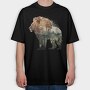 Lion Forest Silhouette, Tricou Oversize Barbati (Unisex)
