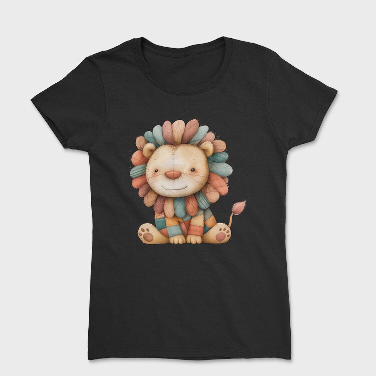 Lion Patchwork Clipart, Tricou Femei
