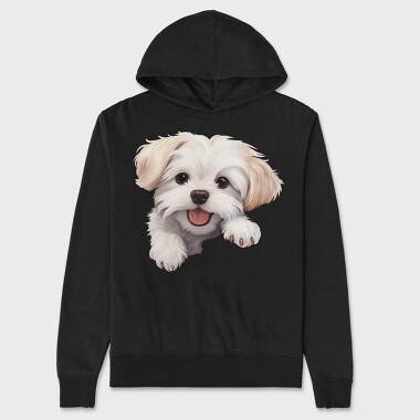 Maltese Peeking, Hanorac Oversize Barbati (Unisex)