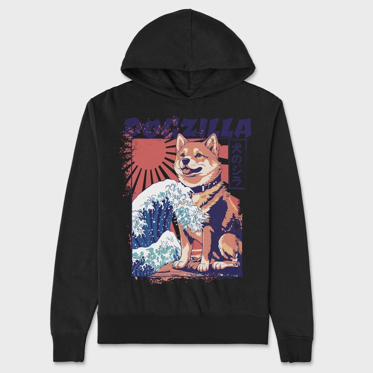 Dogzilla Retro Japanese, Hanorac Oversize Barbati (Unisex)