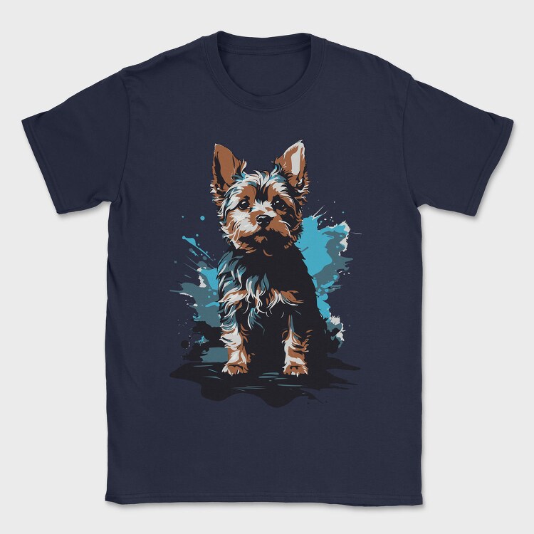 Dog Yorkshire Watercolor, Tricou Barbati (Unisex)