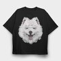 Dog Samoyed, Tricou Oversize Barbati (Unisex)