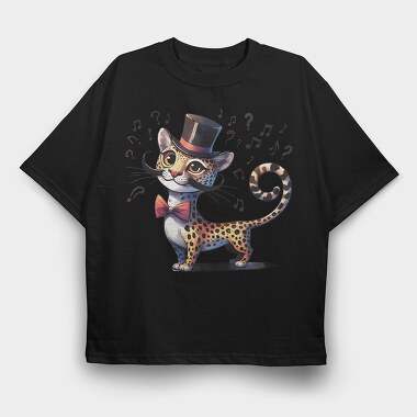 Leopard Top Hat Music, Tricou Oversize Barbati (Unisex)