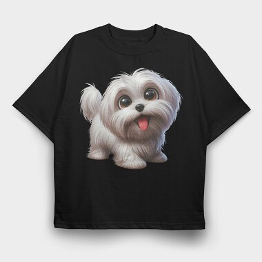 Maltese Smiling Face, Tricou Oversize Barbati (Unisex)