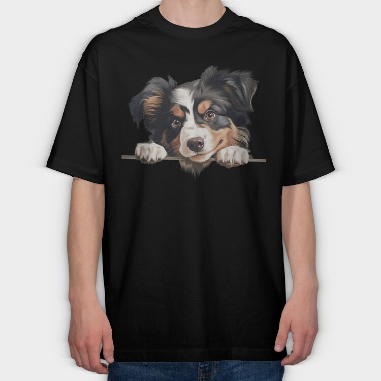 Miniature American Shepherd, Tricou Oversize Barbati (Unisex)