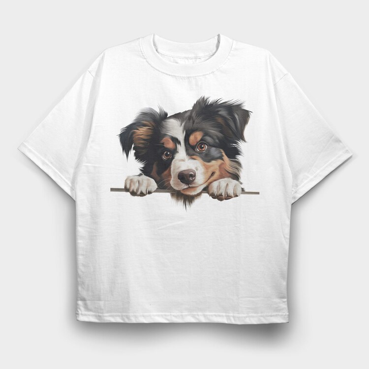 Miniature American Shepherd, Tricou Oversize Barbati (Unisex)