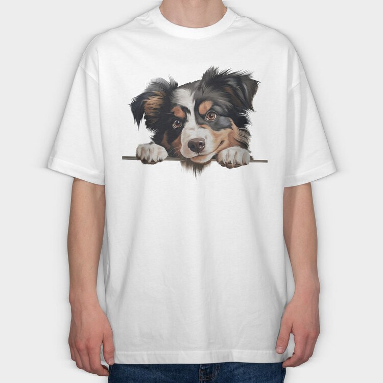 Miniature American Shepherd, Tricou Oversize Barbati (Unisex)